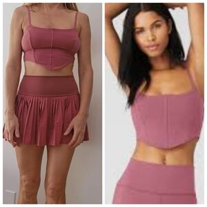 Alo Yoga Skirt SET: Mars Clay ( Mulberry, Rose, Rosewood) Skirt + Soft Corset Xs
